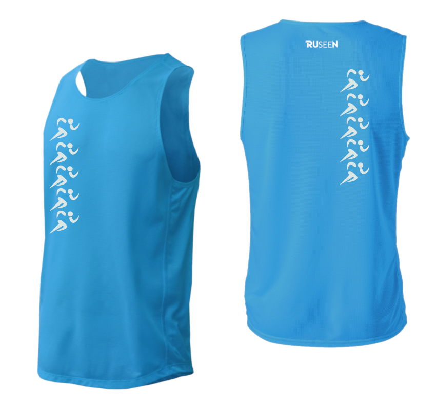 Men's Reflective Tank Top - Electric Blue - 5 Runners - Front & Back