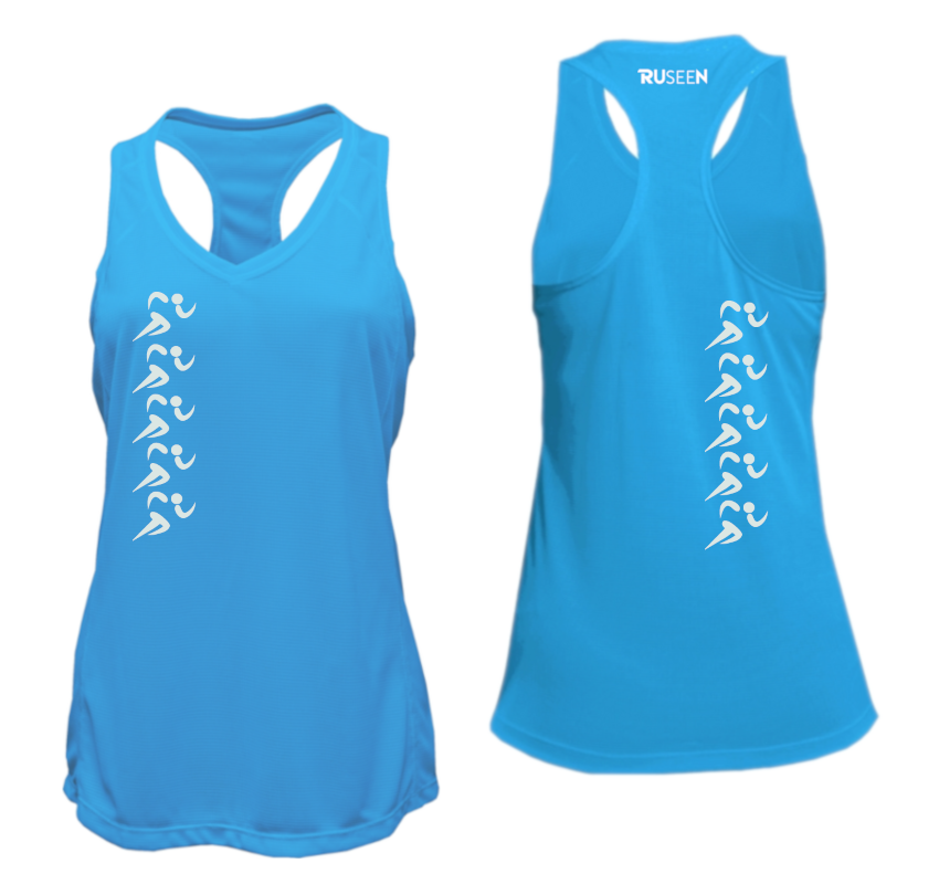 Women's Reflective Tank Top - Electric Blue - 5 Runners - Front & Back