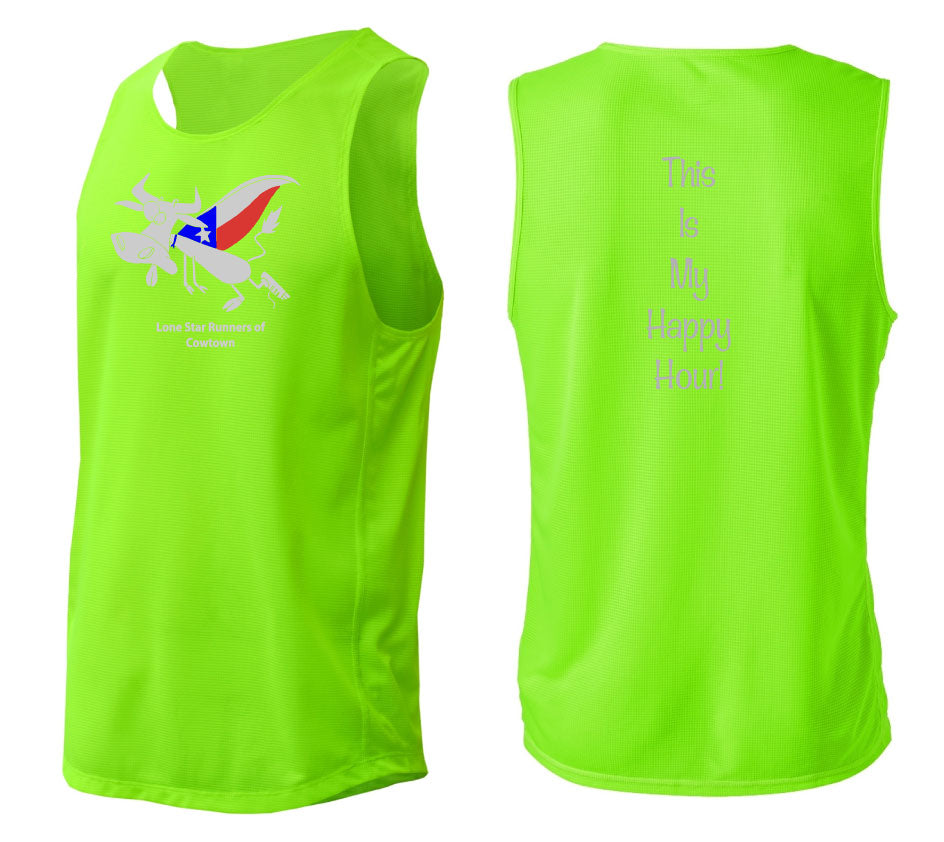 Lone Star Runners of Cowtown Neon Green 2025 tank top, front & back