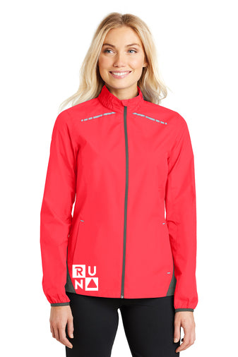 Women's Hot Coral Reflective Windbreaker - Front