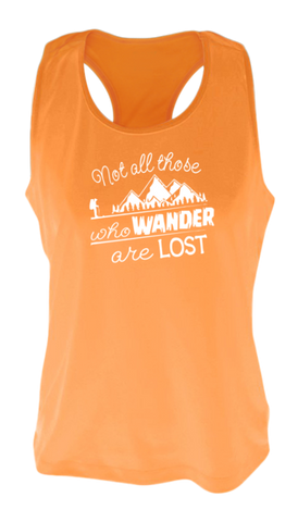 Women's Reflective Tank Top - Not All Who Wander Are Lost - Orange front