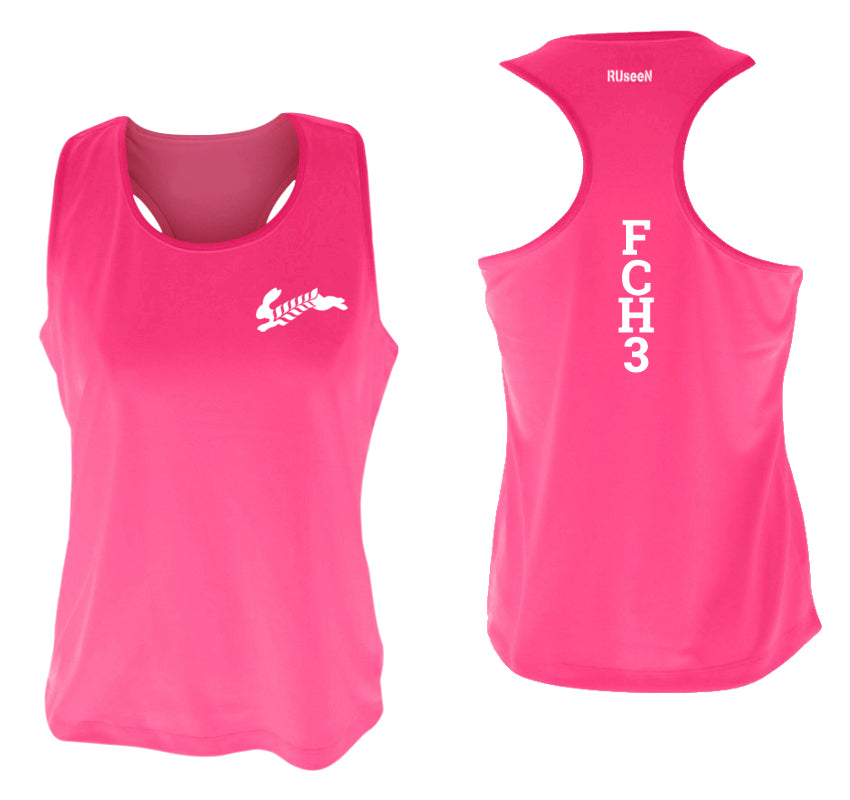 WOMEN'S REFLECTIVE TANK TOP - FCH3 - FLOUR CITY H3 - Design 1 - Front & Back - Neon Pink