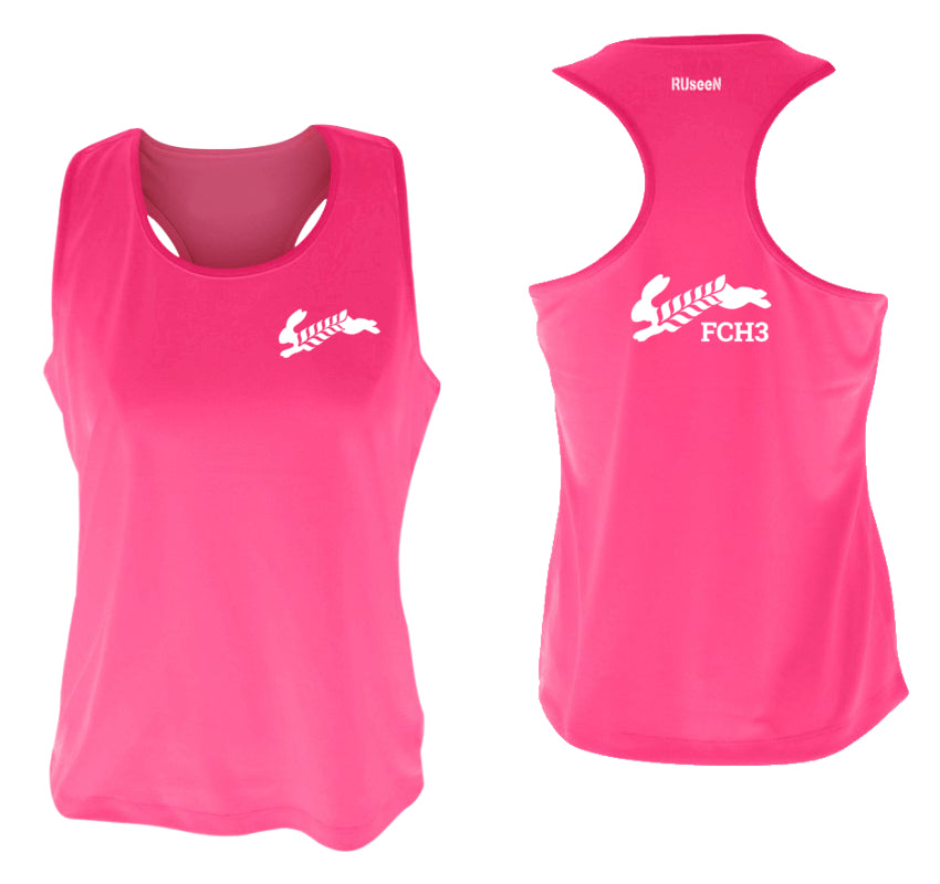 WOMEN'S REFLECTIVE TANK TOP - FCH3 - FLOUR CITY H3 - Design 2 - Front & Back - Neon Pink
