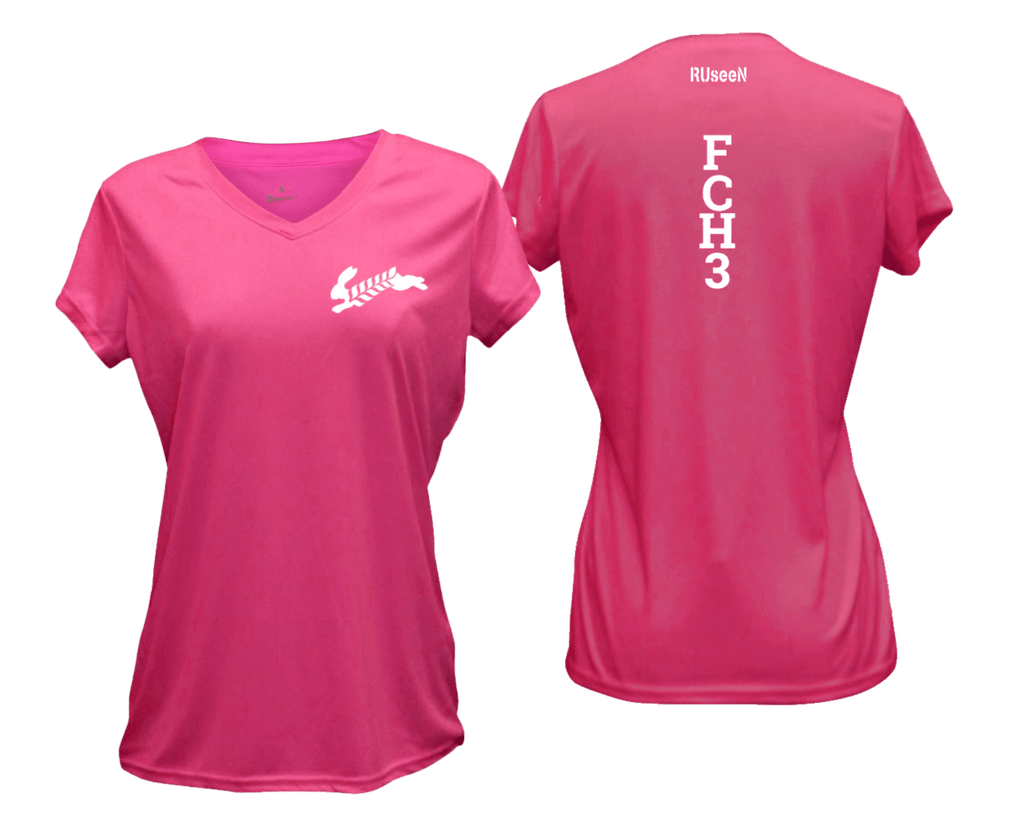 WOMEN'S REFLECTIVE SHORT SLEEVE SHIRT –  Flour City H3 - FCH3 - Front & Back – Neon Pink