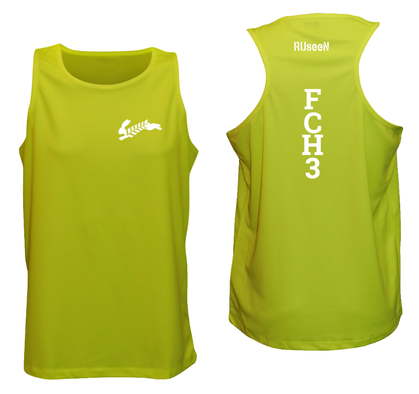 Men's Reflective Tank Top -Flour City H3 - FCH3 - Front & Back - Lime Yellow