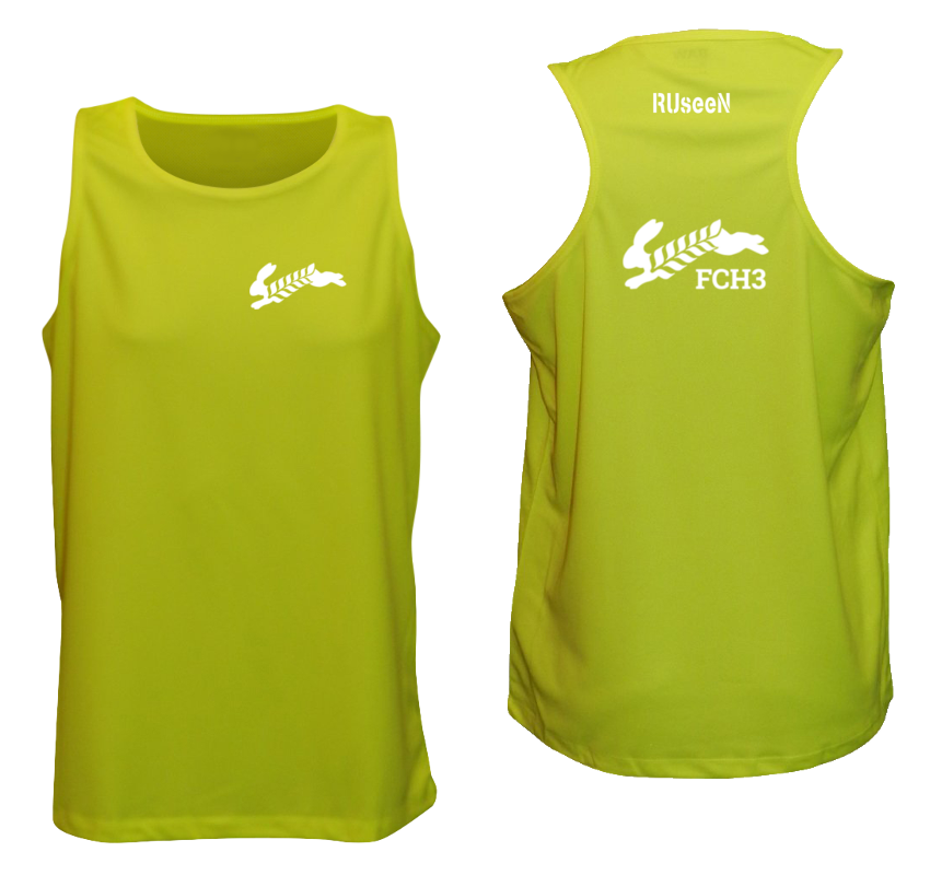 Men's Reflective Tank Top - Flour City H3 - FCH3 Design 2 - Front & Back - Lime Yellow