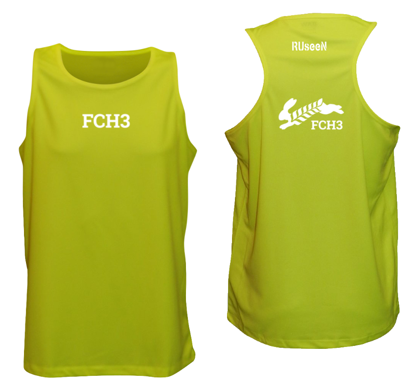 Men's Reflective Tank Top - Flour City H3 - FCH3 Design 3 - Front & Back - Lime Yellow
