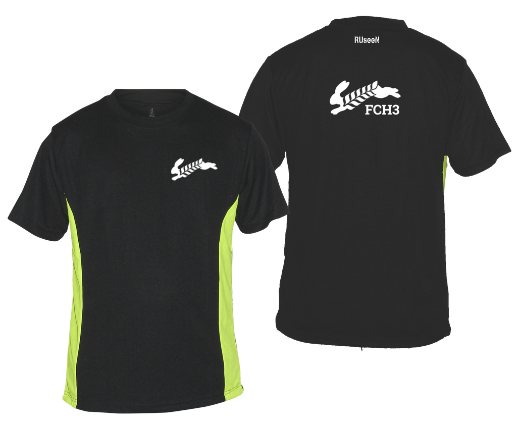 MEN'S REFLECTIVE SHORT SLEEVE SHIRT - Flour City H3 - FCH3 - Design 2 - Front & Back - Black & Lime