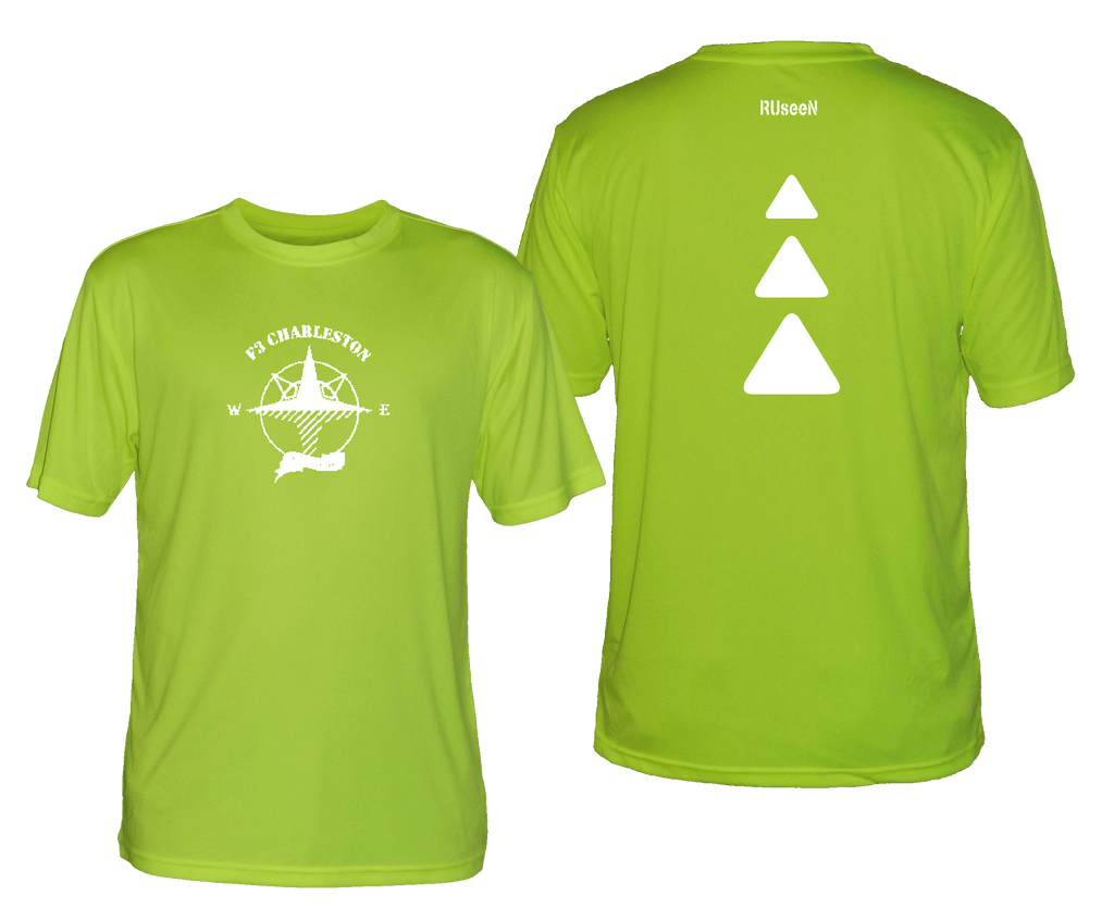 Men's Reflective Short Sleeve Shirt - Charleston F3 - Lime Yellow - Front & Back