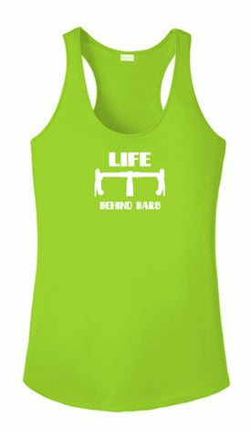 Women's Reflective Tank Top - Life Behind Bars - Lime Green front