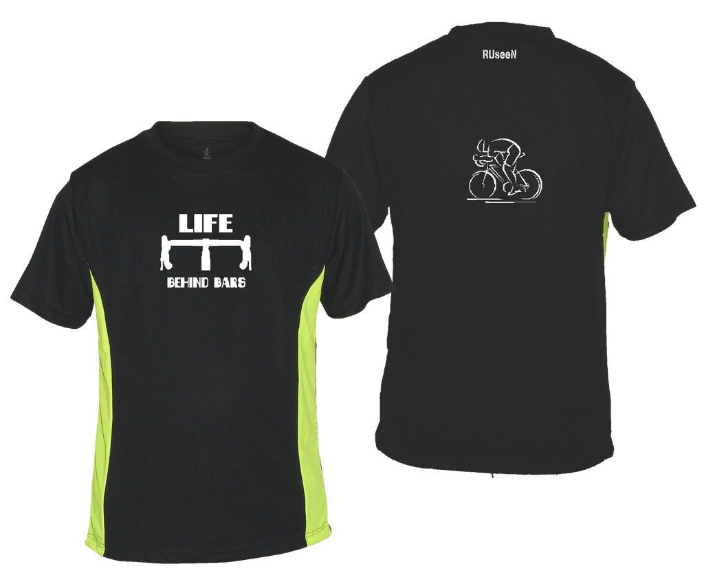 Men's Reflective Short Sleeve Shirt - Life Behind Bars - Black & Lime