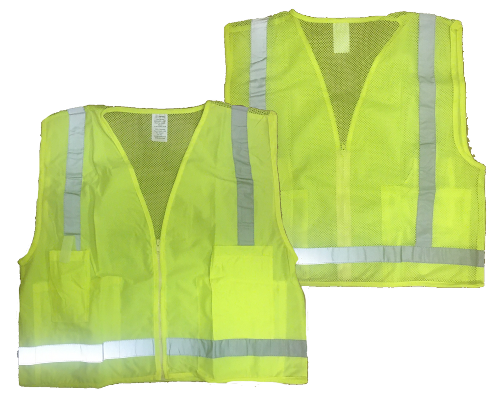 Reflective Economy Vest - Lime Yellow - Front & Back