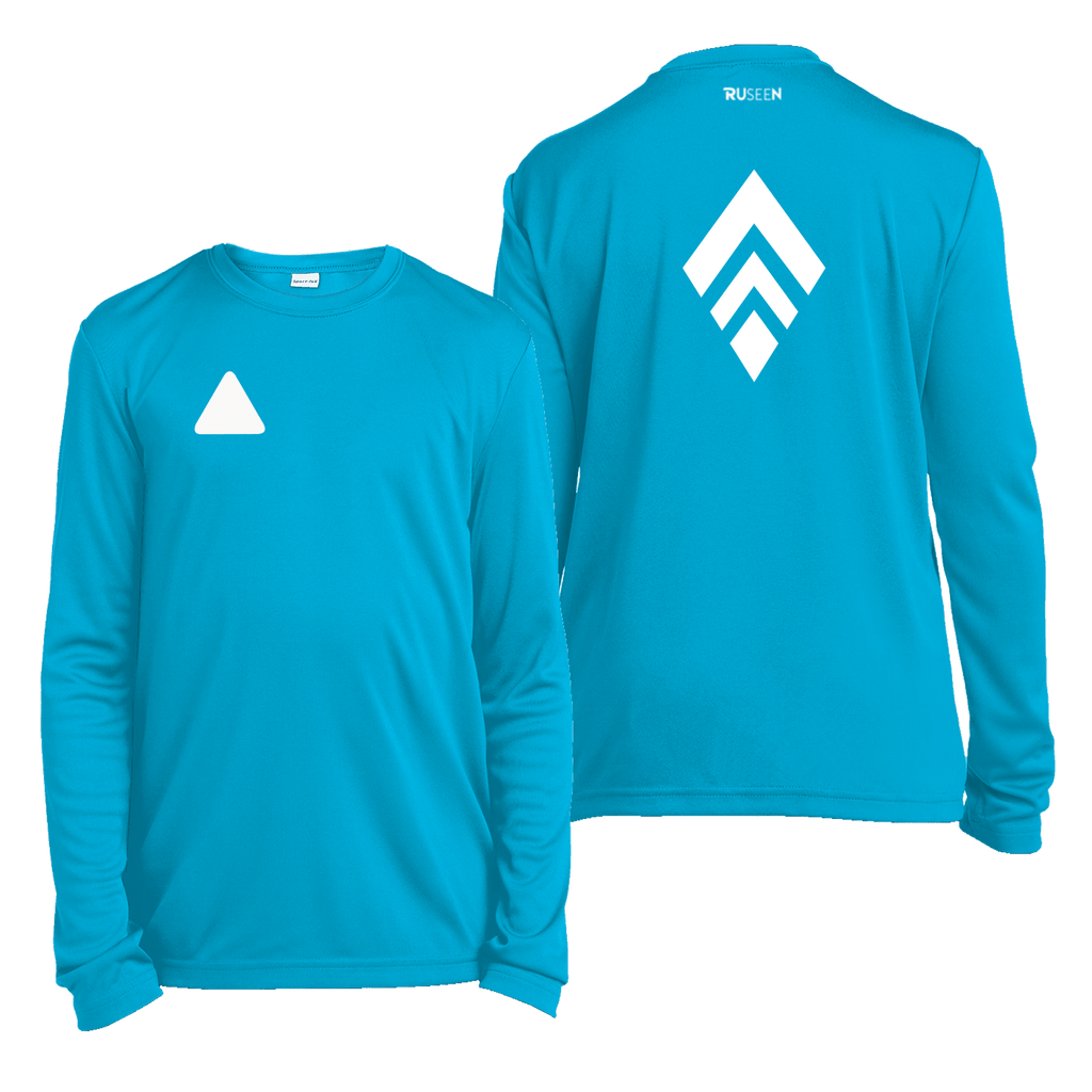 Kids Reflective Long Sleeve Shirt - Broken Diamond - Atomic Blue