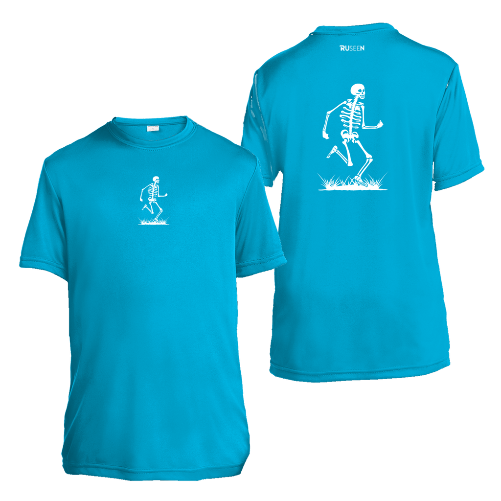 Kids Reflective Short Sleeve Shirt - Skeleton - Atomic Blue