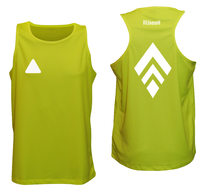MEN'S REFLECTIVE TANK TOP – BROKEN DIAMOND - Front & Back – Lime Yellow