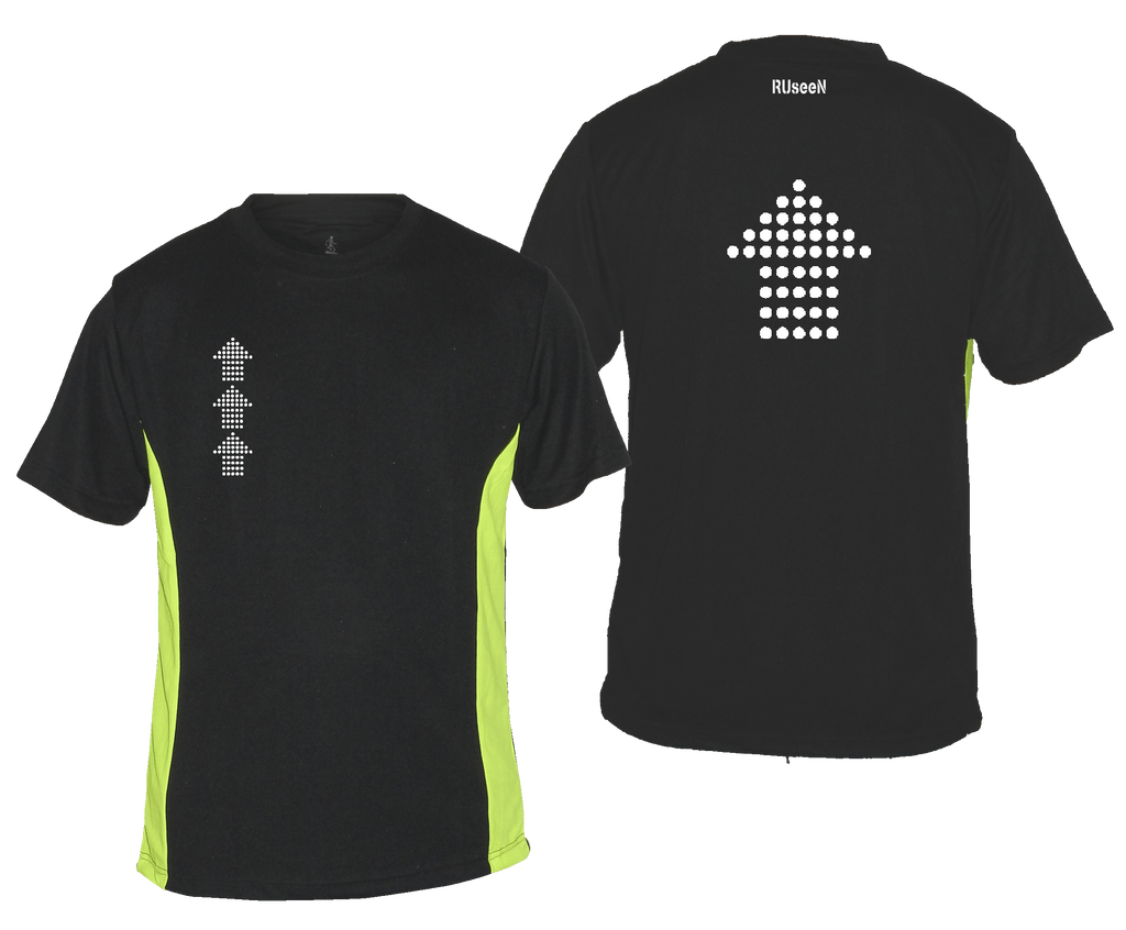 Men's Reflective Short Sleeve - Dotted Arrows - Black & Lime