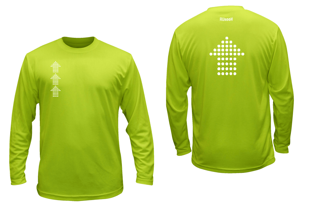 Unisex Reflective Long Sleeve - Dotted Arrows - Lime Yellow