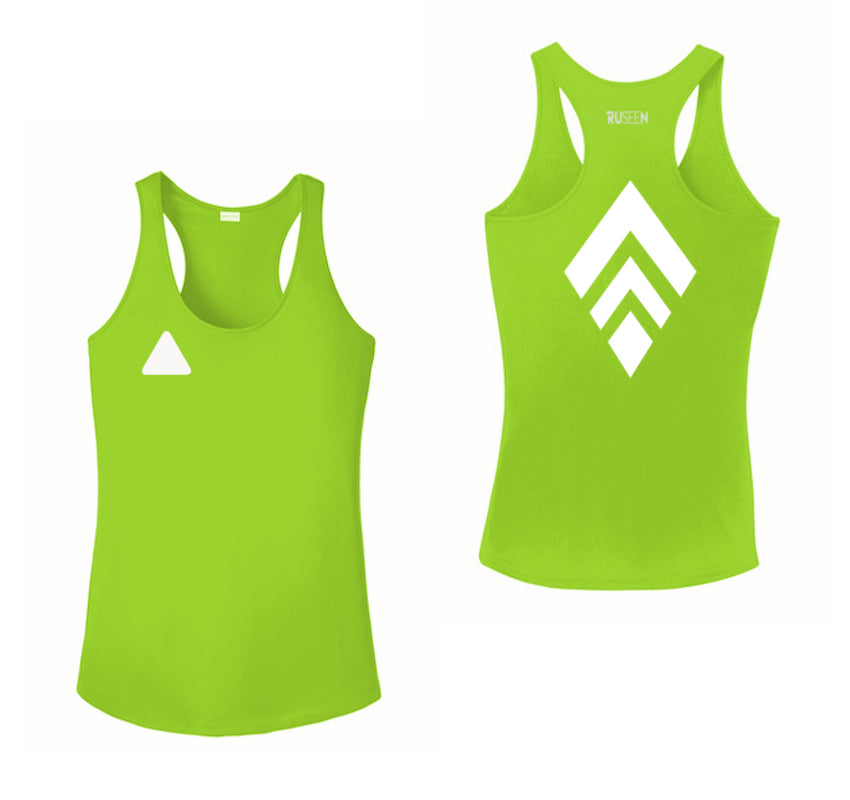 Women's Reflective Tank Top - Broken Diamond - Lime Green