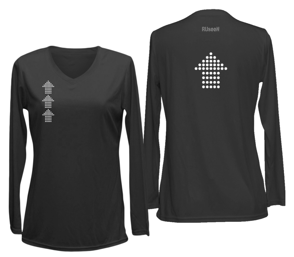 Women's Reflective Long Sleeve - Dotted Arrows - Black