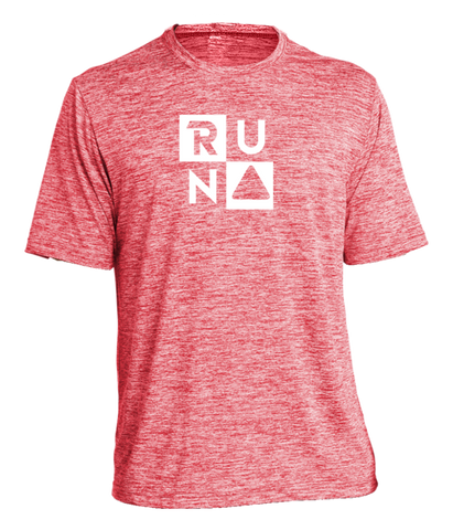 MEN'S REFLECTIVE SHORT SLEEVE SHIRT –  RUN SQUARED - Front - Red Heather