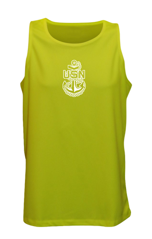 Men's Reflective Tank Top - US Navy - Lime Yellow front