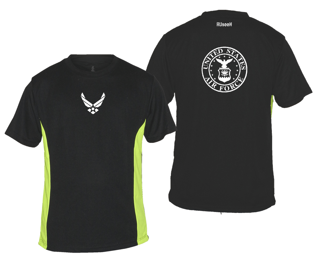 Men's Reflective Short Sleeve - USAF - Black & Lime