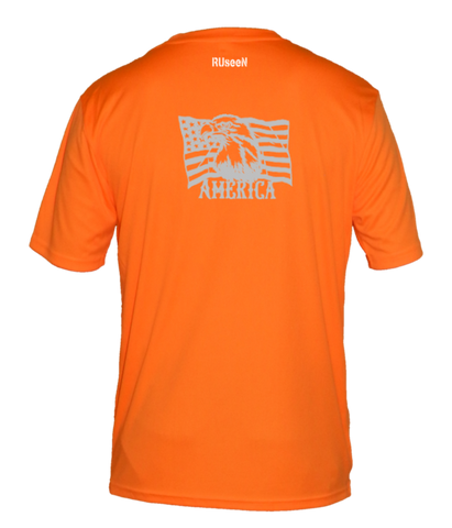 Men's Reflective Short Sleeve Shirt - America - Orange back