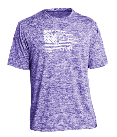 Men's Reflective Short Sleeve Shirt - Eagle Flag - Purple Heather front
