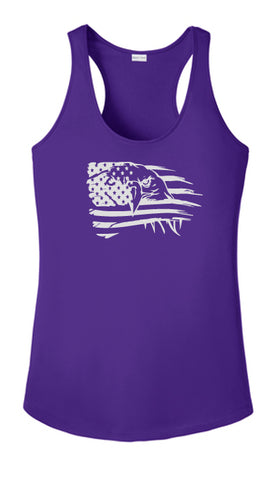 Women's Reflective Tank Top - Eagle Flag - Dark Purple front