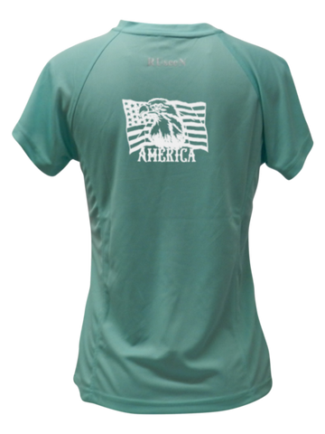 Women's Reflective Short Sleeve Shirt - America - Sea Green