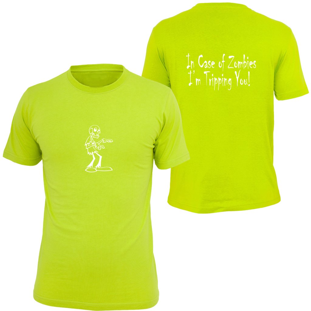KIDS REFLECTIVE SHORT SLEEVE SHIRT –  ZOMBIE - Front & Back – Lime Yellow