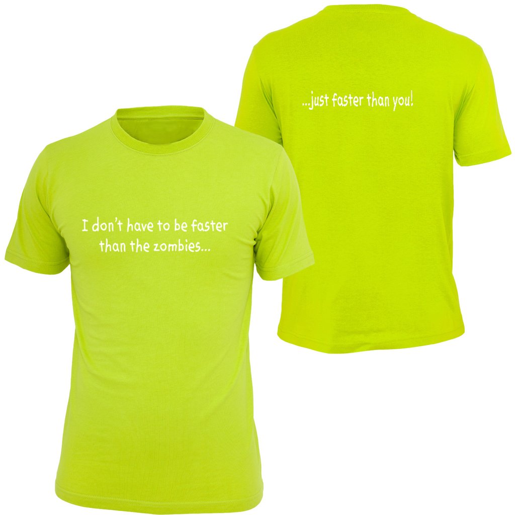 KIDS REFLECTIVE SHORT SLEEVE SHIRT –  ZOMBIE FASTER - Front & Back – Lime Yellow