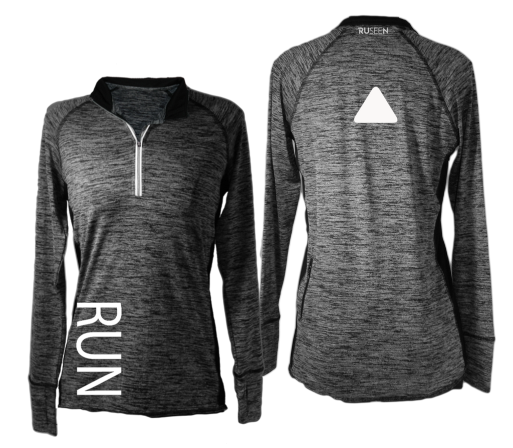 Women's Reflective Long Sleeve Quarter Zip Shirt - RUN