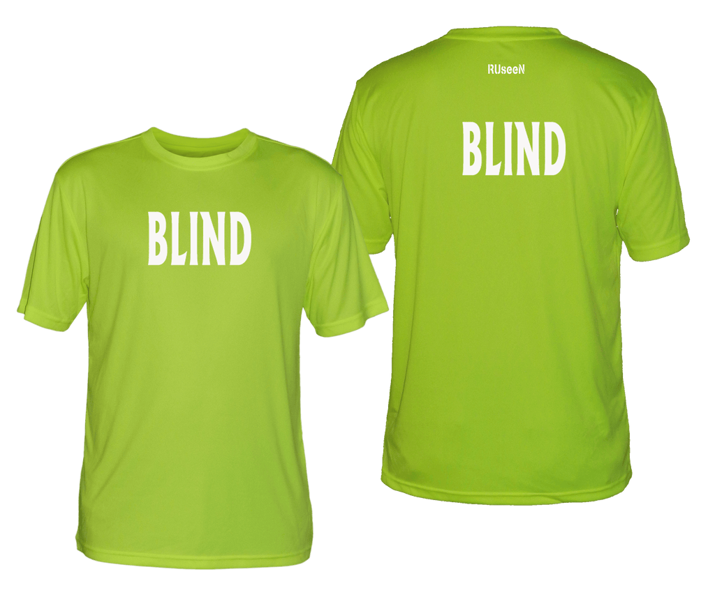 MEN'S REFLECTIVE SHORT SLEEVE SHIRT - BLIND - Front & Back - Lime Yellow