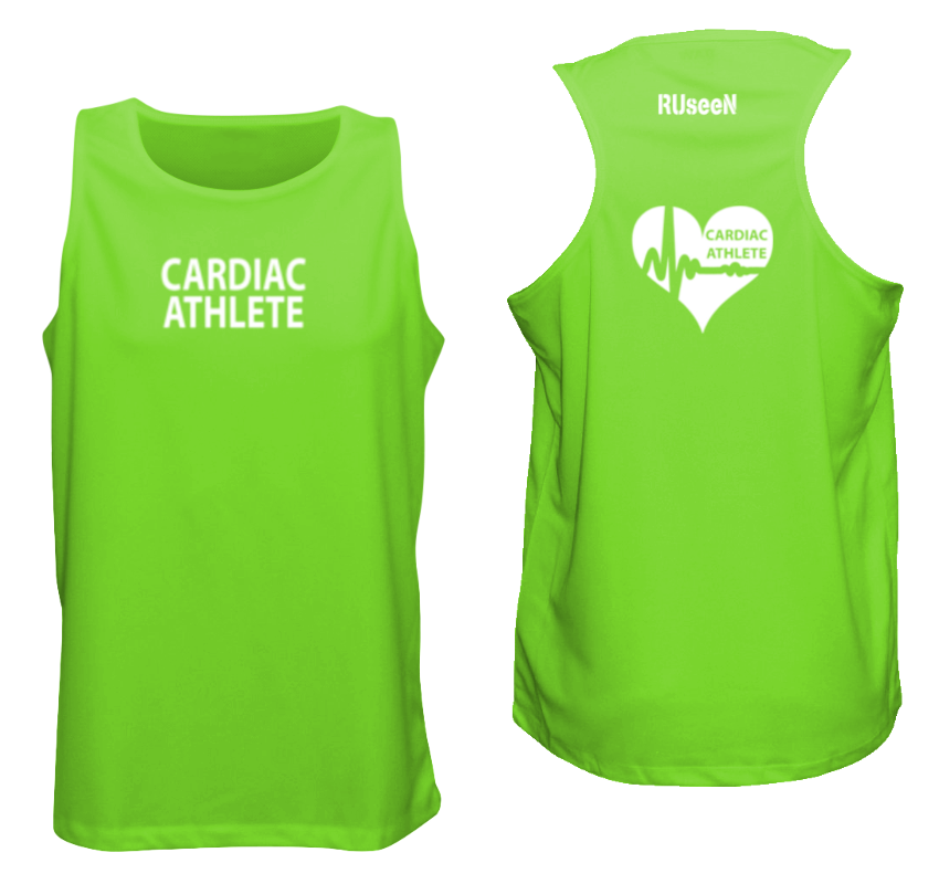 MEN'S TANK TOP - CARDIAC ATHLETE - REFLECTIVE - Front & Back - Neon Green