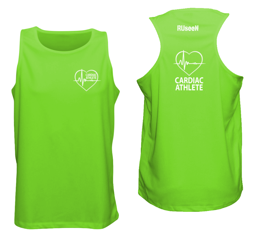 MEN'S TANK TOP - CARDIAC ATHLETE - Reflective - Front & Back - Neon Green