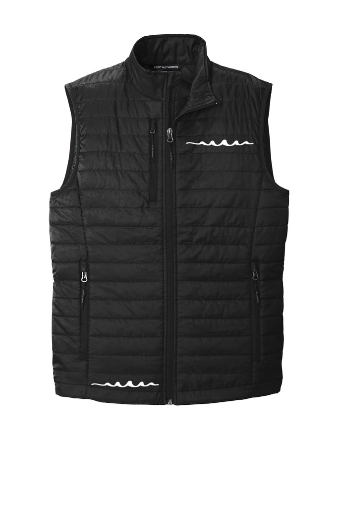 Men's Reflective Puffy Vest - Deep Black - Front