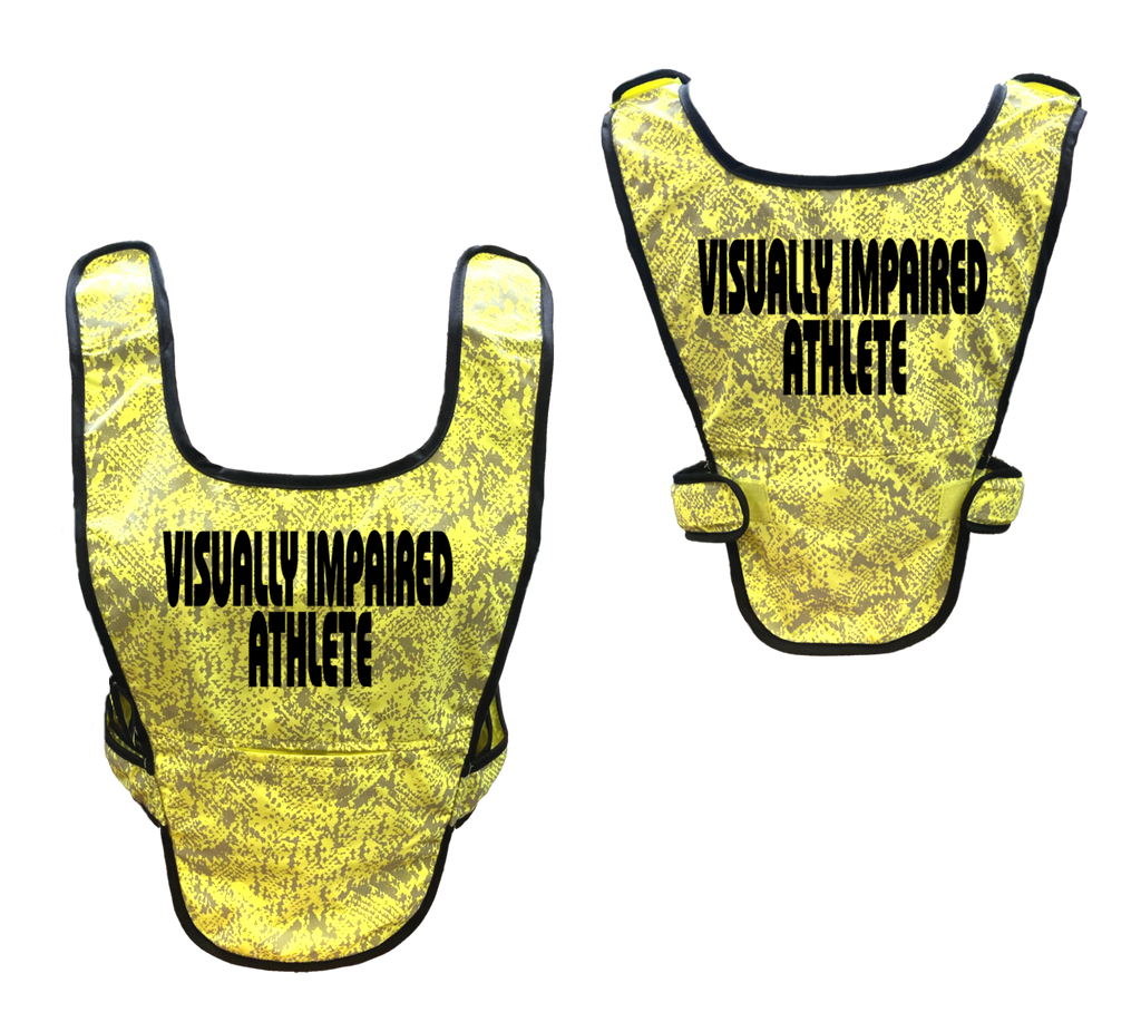 Reflective Running Vest - Visually Impaired Athlete - Front & Back - Lime Yellow
