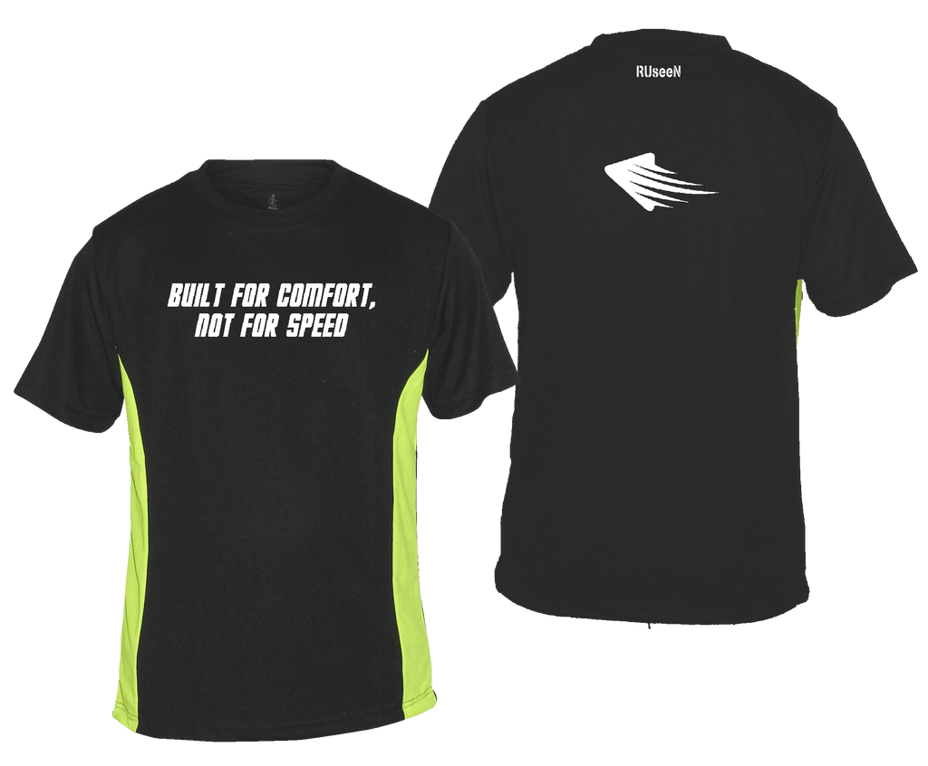 Men's Reflective Short Sleeve - Comfort Not Speed - Front & Back - Black & Lime