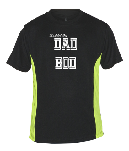 Men's Reflective Short Sleeve Shirt - Rockin' The Dad Bod - Front - Black with Lime Sides
