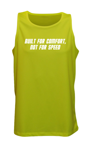 Men's Reflective Tank Top - Comfort Not Speed - Front - Lime Yellow