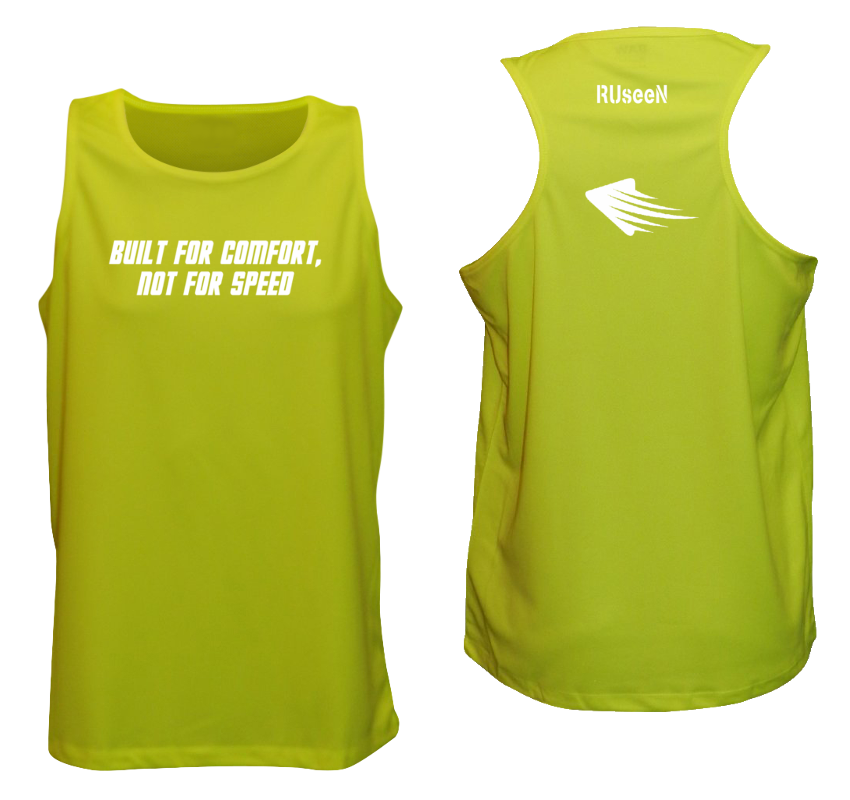 Men's Reflective Tank Top - Comfort Not Speed - Front & Back - Lime Yellow