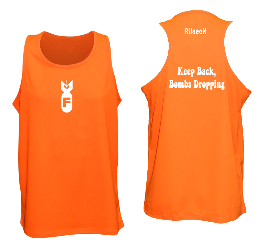 Men's Reflective Tank Top - F Bomb - Front & Back - Orange
