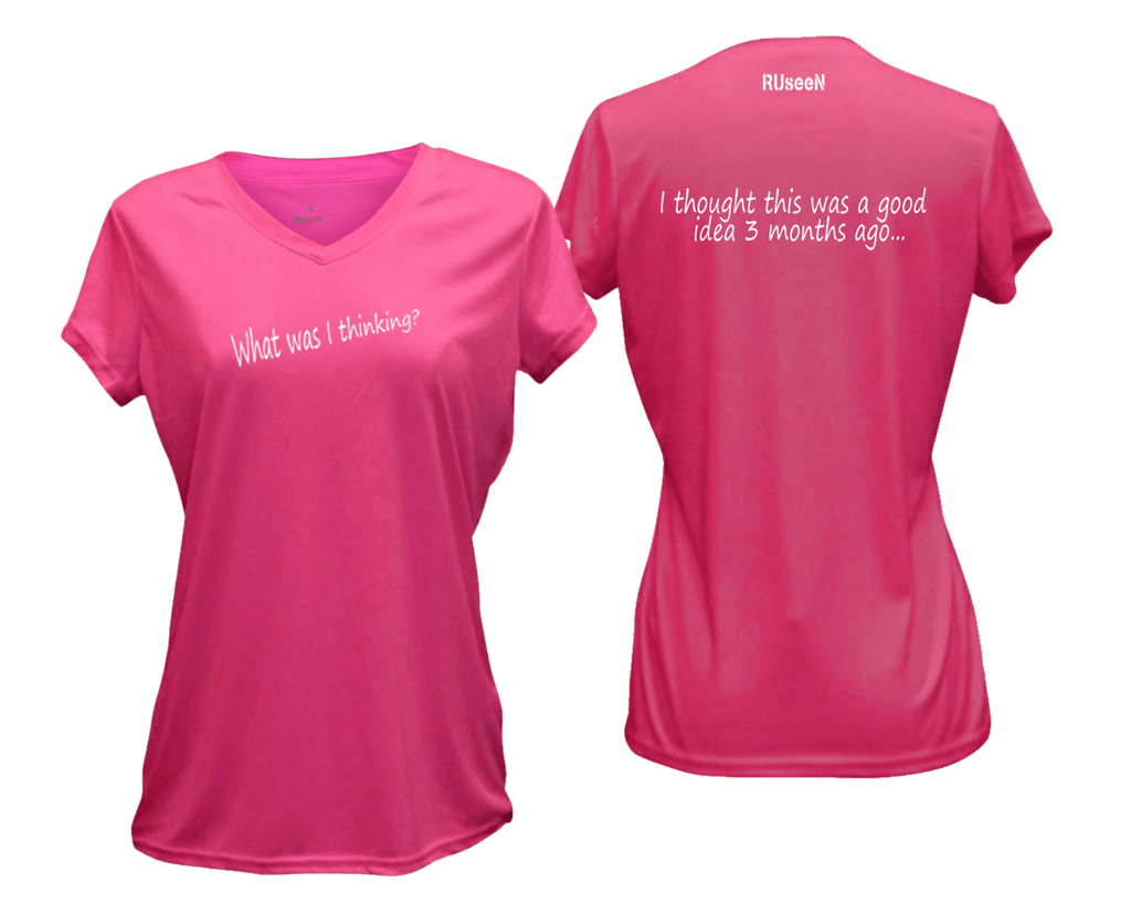WOMEN'S REFLECTIVE SHORT SLEEVE SHIRT - GOOD IDEA - Front & Back - Neon Pink