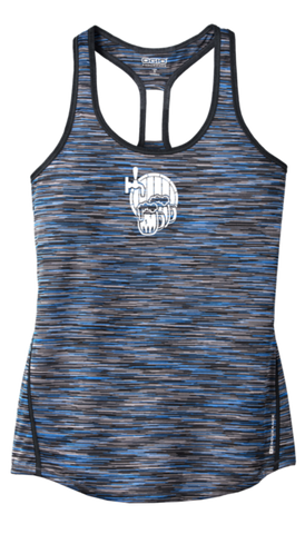 Women's Reflective Tank Top - I'm Only Here For The Beer - Front - Blue Space Dye
