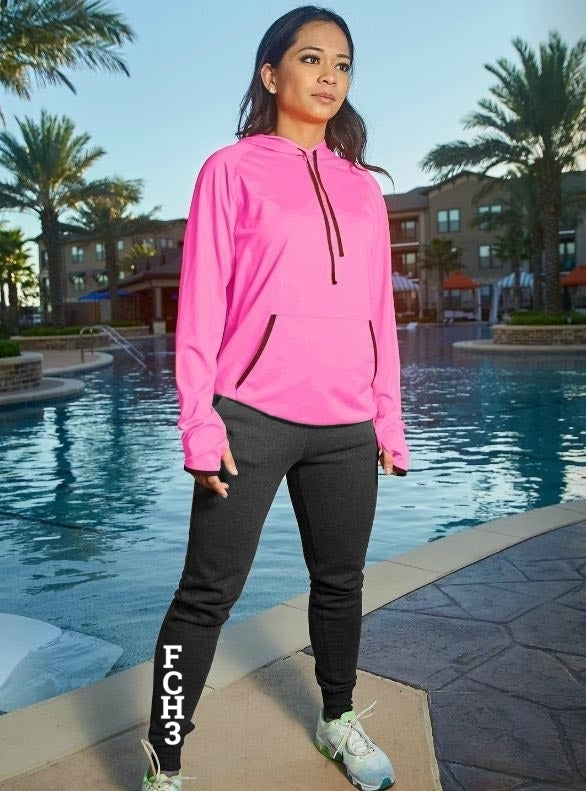 Women's Reflective Sweatpants -FCH3 - Front - Black - Design 1