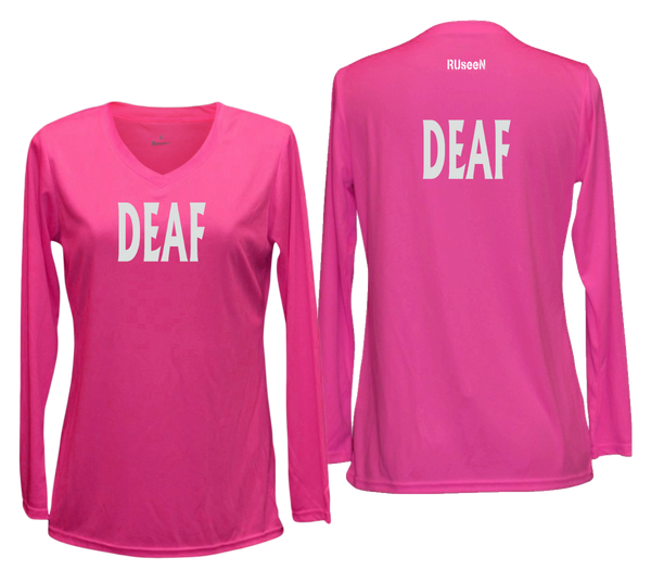 Women's DEAF Long Sleeve Shirt - Reflective or Black Text