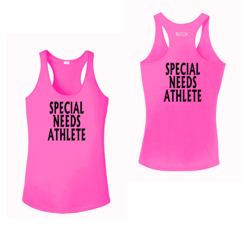 Women's Tank Top - SPECIAL NEEDS ATHLETE - Black Text - Neon Pink