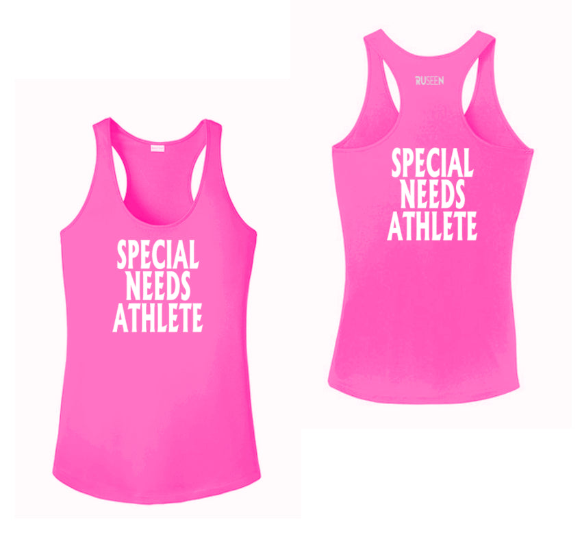 Women's Tank Top - SPECIAL NEEDS ATHLETE - Reflective Text - Neon Pink