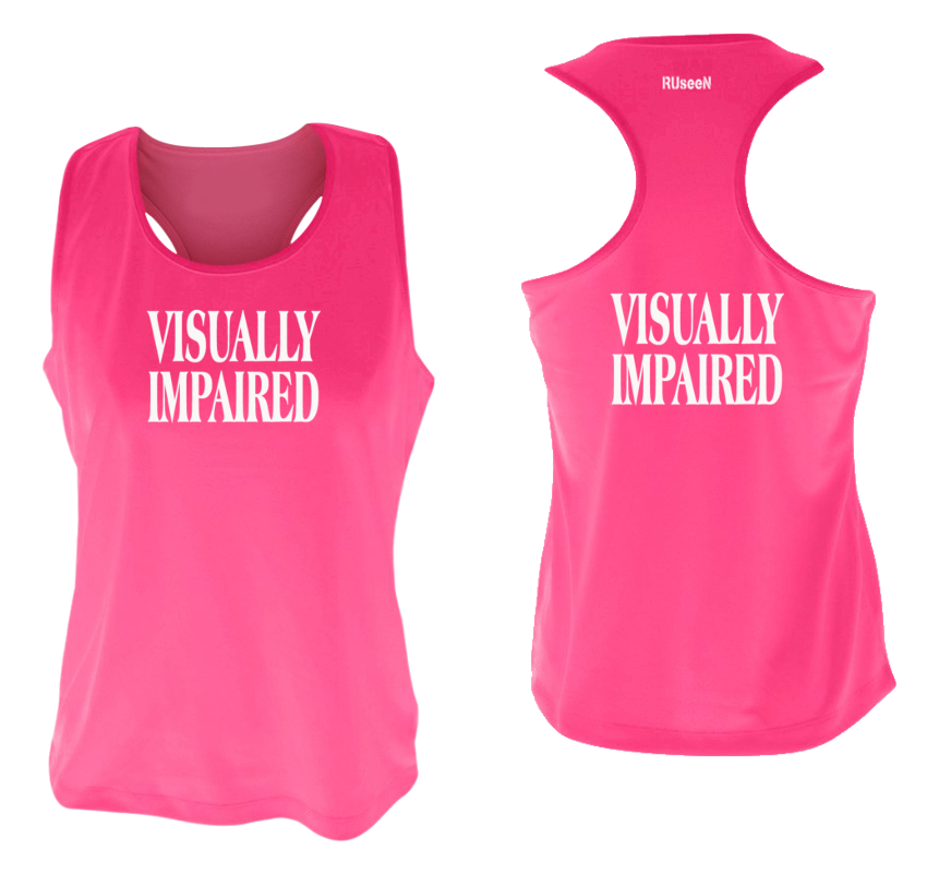 WOMEN'S REFLECTIVE TANK TOP – VISUALLY IMPAIRED - Front & Back – Neon Pink